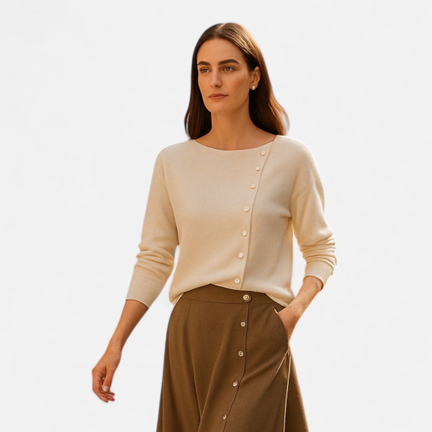 Suéter Mujer Ginevra Elegancia con Botones Icónicos