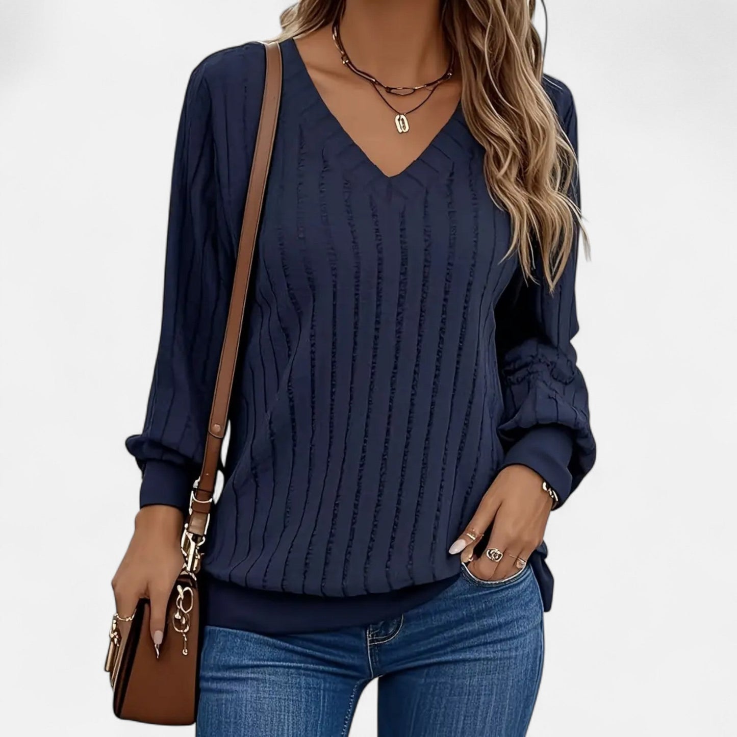 Jersey Mujer Cuello en V Acanalado