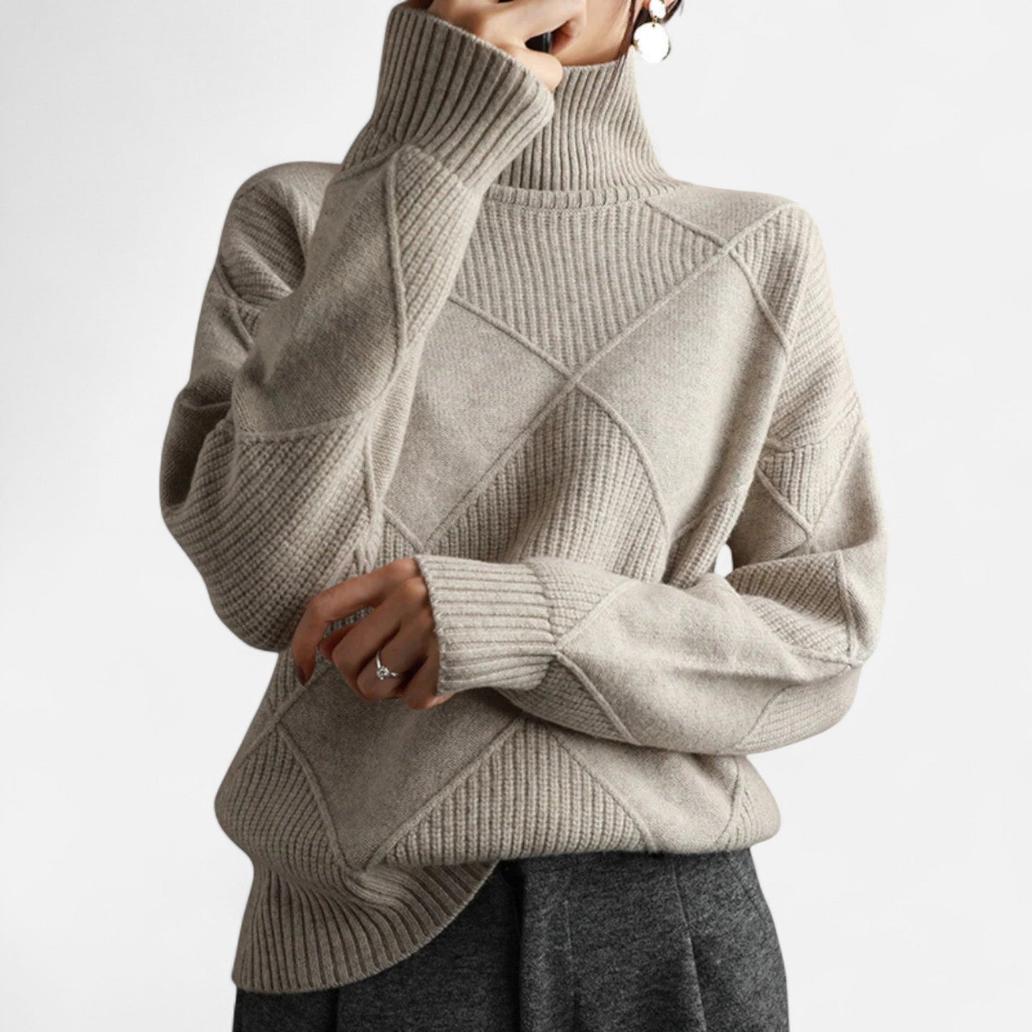 Suéter Mujer Cachemira Cuello Alto Envolvente